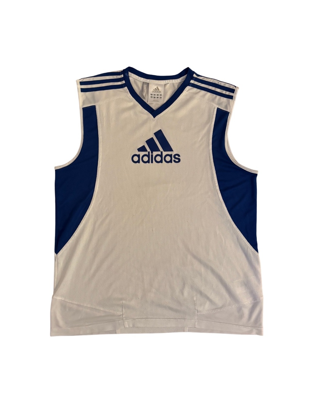 Y2K Adidas White & Navy Mesh Sleeveless Jersey